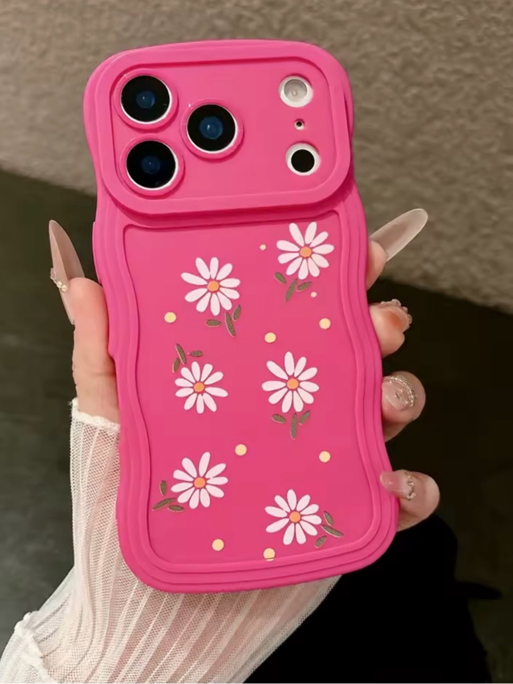 Pink Floral Protective Phone Case - Cute Daisy Design